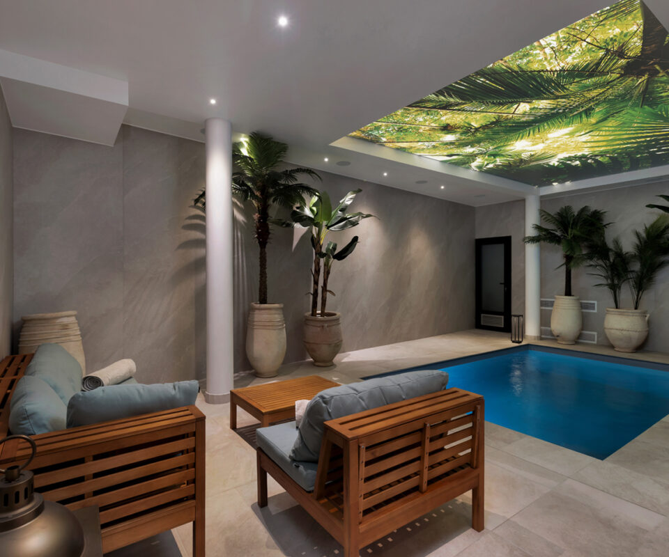 Relaxing moment at the heated indoor pool