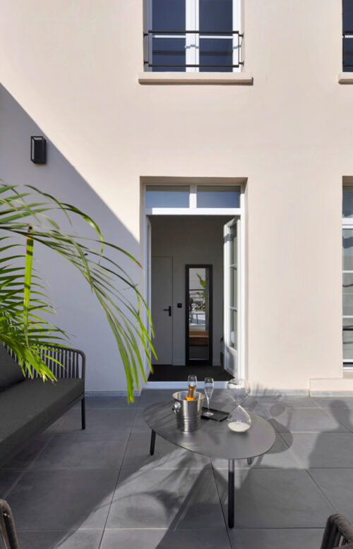 The Rooftop Room – view from the terrace with outdoor furniture